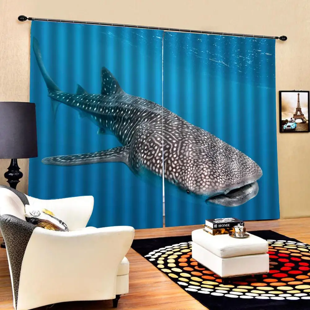 Zilā okeāna aizkari Luksusa Blackout 3D Logu Aizkari Dzīvojamā Istaba Guļamistaba Pielāgota izmēra Attēls 3