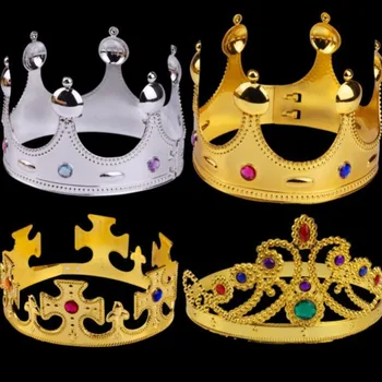 COSPLAY Karaļa Karalienes Kronis Partiju Cepures, Riepu Princis, Princese Vainagi Birthday Party Hat Zelta, 2 Sudraba Krāsas Ar OPP Maisiņu 1