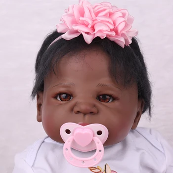 22 collu full vinila Melnās Āfrikas meitene lelle silikona lovely baby labākās rotaļlietas un dāvanas bērniem atdzimis lelles 1