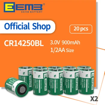 EEMB 20PCS CR14250BL 3.0 V 1/2 AA Izmēra Litija Baterija, 900mAh atkārtoti neuzlādējamām Thionyl Hlorīds Akumulatoru, Ūdens Skaitītāju Durvju zvans
