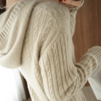 Sieviešu sabiezēt džemperis bat puff piedurknēm lielgabarīta rudens ziemas 2021 korejiešu stilā casual sadalīt cieto adīšanas džemperi, topi pirkt \ Jakas ~ www.xenydancestudio.lv 11