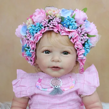 3D-Krāsas Ādas 55 CM Mīksta Silikona Atdzimis Bērnu Lelle Spilgti Princese Toddler Meitene Rotaļlietas, Auduma Struktūra Bebe Saģērbt Boneca Dzīvs Dāvanu 1