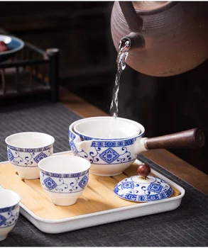 Skaisti apgleznoti zelta tējas komplekts tējas komplekts dāvanu kastē kung fu stikla tējas komplekts āda box dāvanu kastē pirkt \ Teaware ~ www.xenydancestudio.lv 11