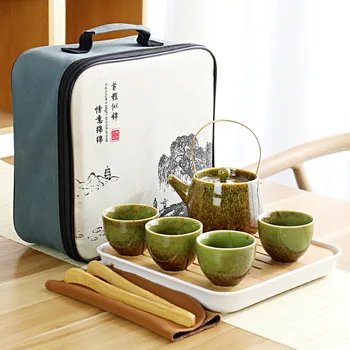 Skaisti apgleznoti zelta tējas komplekts tējas komplekts dāvanu kastē kung fu stikla tējas komplekts āda box dāvanu kastē pirkt \ Teaware ~ www.xenydancestudio.lv 11