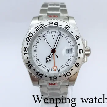 Bliger 40mm GMT Automātiskā Sapphire Silver Gadījumā Vīriešu Top Luksusa Mehānisko WatchDate Gaismas Skatīties Mingzhu 3804 Kustība 1
