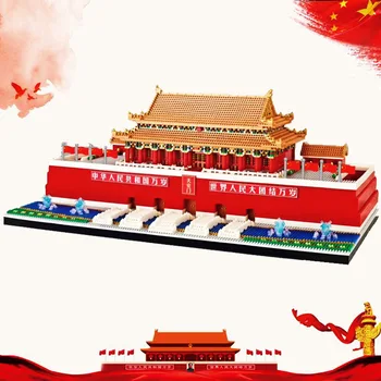 Tian'anmen Pults Celtniecības Bloki Ķīniešu Arhitektūras Beijin Imperatora Pils Modelis Mikro Dimanta Bloku Rotaļlietas Bērniem YZ100 1