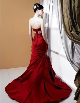 Ir 2021. jaunu viena pleca, roku darbs ziedu-line satīna kroku sarkana sexy vakara kleitas rāvējslēdzējs atpakaļ vestidos de fiesta de noche pirkt \ Kāzu Kleita ~ www.xenydancestudio.lv 11