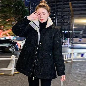 Ir 2021. ziemas polsterēta jaka sieviešu ziemas jaka uz leju, polsterēta jaka sieviešu moderns korejiešu stilā zaudēt īsā studentu polsterēta jaka pirkt \ Jakas & Mēteļi ~ www.xenydancestudio.lv 11