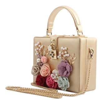 Koledžas stila somā bloķēšanas ietilpīga kaste, soma diamond-studded ziedi portatīvo nelielu kvadrātveida soma, plecu messenger ķēdes vakariņas soma 1