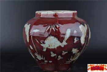 Antīko YuanDynasty porcelāna trauciņu,sarkanā glazūra&white flower glazūru,Zivis,Roku sagatavots,Apdare,kolekcija &Rota 1
