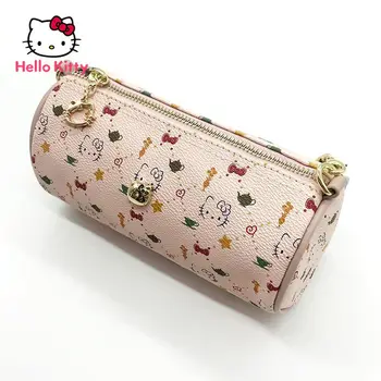 Hello Kitty Modes Dāmas Jaunu 2021 Vienkārši PU Materiāla Kārtu Kausa Messenger Bag Cute Karikatūra Hello Kitty Plecu Soma