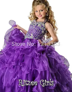 Ziloņkaula puķu meitene kleita tilla princešu kleitu par meitenēm, elsojošs bērnu kleitu uz kāzu puse, maz meitene kleita pirmās komūnijas pirkt \ Kāzu Kleita ~ www.xenydancestudio.lv 11
