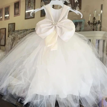 Jaunu bumbu kleita balta tilla puķu meitenes kleita kāzās bērniem drēbes princess birthday party kleita ar lenti pirkt \ Kāzu Kleita ~ www.xenydancestudio.lv 11