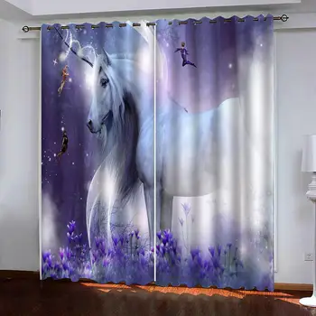3D Aizkaru Blackout Logu Žalūzijas Dzīvojamā Istaba Guļamistaba sapņu zirgu Drukāšanas Virtuves Durvju Aizkari, Pārklāji