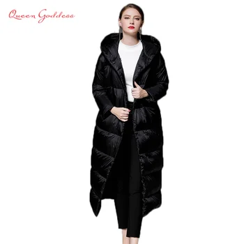 2022. gada ziemas vienkāršu stila kokona tipa sieviešu 90 balta pīle uz leju ilgi jakas parkas, ar lielu kapuci plus lieluma silts outwear 1