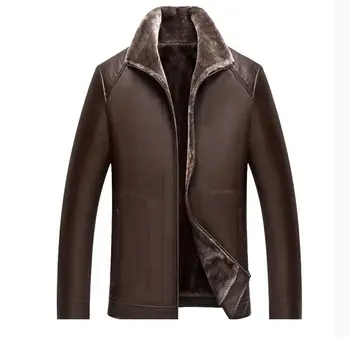 Ādas jaka vīriešiem 2022 vīriešu apģērbi ziemas jaka vīriešiem, kažoku jēru vilnas gadījuma ilgi chaquetas hombre 5133 pph780 pirkt \ Jakas & Mēteļi ~ www.xenydancestudio.lv 11