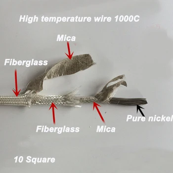 Bezmaksas piegāde 10M Augstas temperatūras Stikla vadu 10square 1000degree Tīra niķeļa uguns-izturīgu stiepli 1000C 1