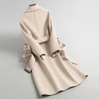 Jaunu 2022 modes kašmira mētelis vilnas maisījumi ilgi, jaka, jakas silta sabiezēt sieviešu ziemas laukumā fox kažokādas apkakle pirkt \ Jakas & Mēteļi ~ www.xenydancestudio.lv 11