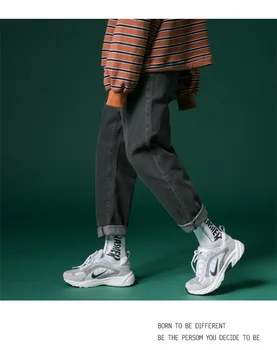 2022. gada pavasarī jaunu vīriešu džinsi korejas tendence-taisni rāvējslēdzēju gadījuma haren lauka bikses lielgabarīta hip hop džinsa bikses vīriešu drēbes harajuku pirkt \ Vīriešu Apģērbs ~ www.xenydancestudio.lv 11
