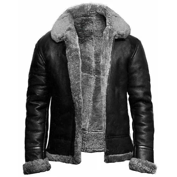 Ādas jaka vīriešiem 2022 vīriešu apģērbi ziemas jaka vīriešiem, kažoku jēru vilnas gadījuma ilgi chaquetas hombre 5133 pph780 pirkt \ Jakas & Mēteļi ~ www.xenydancestudio.lv 11