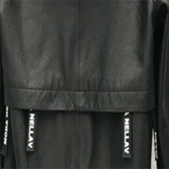 Korejas slim rozā, melnā, baltā īsas mākslīgās ādas jaka jostas mežģīnes pavasara līdz rudens gadījuma sieviešu atloks ar garām piedurknēm biker outwear pirkt \ Jakas & Mēteļi ~ www.xenydancestudio.lv 11