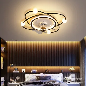 Mūsdienu Minimālisma Dzīvojamā Istaba Lukturi Atmosfēras Frekvenču Konversiju Ventilators Integrētas Lampas Griestu Lampas Guļamistabas Lustra