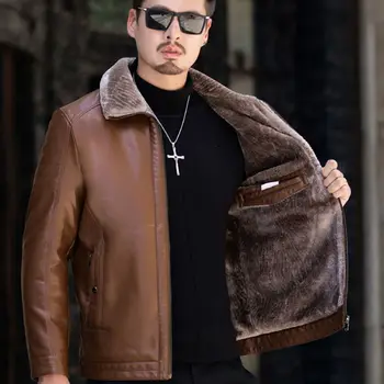 Modes 2021 jaunus ādas ziemas rudens gadījuma pu jaka, jakas vīriešu stand apkakli multi pocket ādas mētelis, vīriešu apģērbs pirkt \ Jakas & Mēteļi ~ www.xenydancestudio.lv 11
