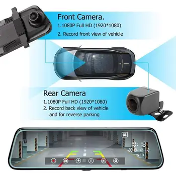 10-collu Automašīnas Kameras Ekrānā 1080p Braukšanas Reģistratoru Dvr Pret traucējumiem Sensora Kamera Atpakaļskata Spogulis K5w2 1
