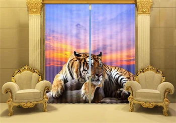 Pielāgota Dzīvnieku Luksusa 3D Blackout Logu Aizkaru Drapērijas, Lai Dzīvojamā istabā Gultas vietas Hotel Sienas Gobelēns Cortinas 1