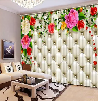 3D Aizkaru Luksusa Blackout Logu Aizkaru Dzīvojamā Istabā mīksti rožu aizkari kāzu telpas kāzu aizkari