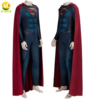 Supervaronis Cilvēks Tērauda Cosplay Kostīmu Clark Kent Bodysuit Tērpos ar Cape Zābaki Halloween Zentai Sui Pieaugušo Vīriešu Jebkāda Izmēra 1