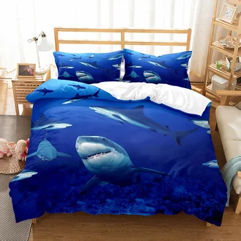 Modes Blue Dolphin Duvet Cover Set Gudrs Aniaml Gultas Veļa Spilvendrāna Luksusa Mājas Texitle Karaliene Pilna Izmēra 3D Gultas Komplekti Jūras 1
