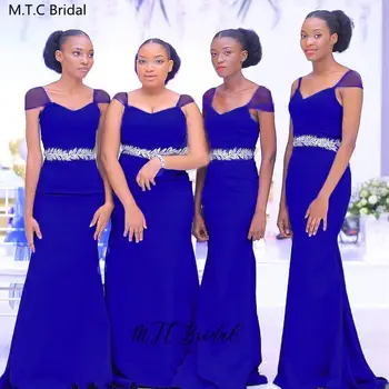 Jaunas Ielidošanas 2020 Ilgi Royal Blue Līgavas Kleitas Mežģīņu Vērtnes V Kakla Grīdas Garums Mermaid Kāzu Kleitu Sievietēm Lēti