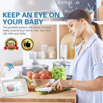 Video Baby Monitor 5 collu Displeju, 2-way Audio Runāt 720P Baby Camera Mūzikas Melodiju Nakts Redzamības Drošības Zīdaiņu Uzraudzības Kamera 1