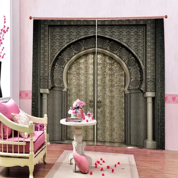 Eiropas durvju 3D aizkari Digitālās Drukas dzīvojamā istaba guļamistaba Tumšie Aizkari Mājas Dekoru ( Kreisajā un labajā pusē )