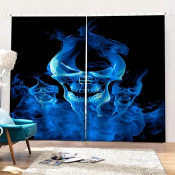 Pasūtījuma 3D Dzīvojamā Istaba Guļamistaba Aizkaru Blackout Zilā Cortinas Drapērijas Logu Virtuves Durvīm, Mājas Dekoru 1