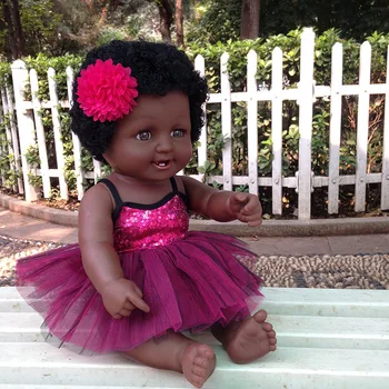 Bērnu Kustamo Kopīgā Āfrikas Amerikāņu Lelle, Rotaļlieta, Meitene Melnā Lelle Labākā Dāvana Rotaļlietas Ziemassvētku Dāvanu Playmate Boneca bebes atdzimis 50cm 1