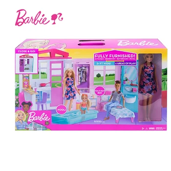 Sākotnējā Barbie Spīdīgu Brīvdienu Māja Portatīvo Pool Set FXG55 Meitene Lelle Lielu Māju, Spēlēt Māja Rotaļlietu Komplekts Dzimšanas dienas Dāvanu Meitenītei 2022 1