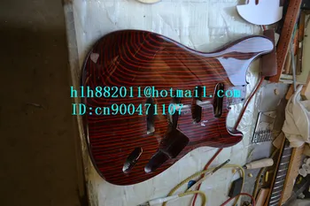 Jaunas veikti Ķīnā pusfabrikātiem, elektriskā ģitāra, ķermenis ar sarkaniem zebra koksnes+EMS bezmaksas piegāde, F-1830 1