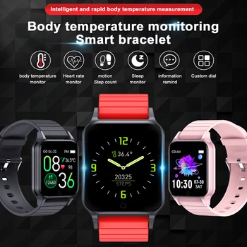 T96 Smart Skatīties Ķermeņa Temperatūra, Sirdsdarbības Ātrums, asinsspiediens, Fitnesa Tracker Bluetooth Smart Aproce Par Android, IOS 1