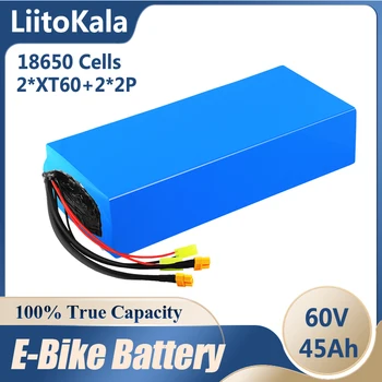 LiitoKala 60V 45Ah 18650 litija baterija 16S15P iebūvēts 30A līdzsvarotu BMS, pašā ostā, piemērots motors zem 1800W