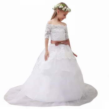 Dzeltena bērniem puķu meitenes kleita kāzās mazas meitenes gājienā toddler grīdas garums lēti pirmās komūnijas kleitas princese kleita pirkt \ Kāzu Kleita ~ www.xenydancestudio.lv 11