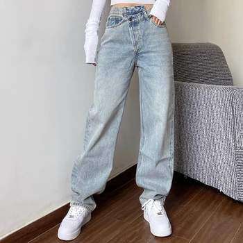 Ir 2021. rudens sieviešu džinsu rāvējslēdzēju augsto vidukli, zaudēt gadījuma kovboju kravas bikses modes plaša kāju džinsa bikses zc247 pirkt \ Dibeni ~ www.xenydancestudio.lv 11