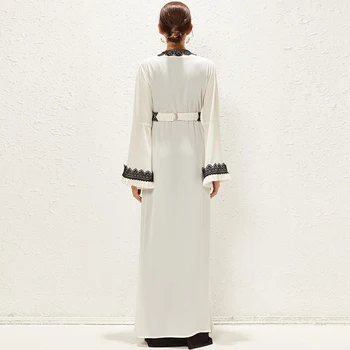 Eid al-Fitr Arābu Islāma melns iekšējais kleita Abaya Dubaija vējjaka piena zīda šifons Malaizija, Indija eleganta jaka 2-piece set 1