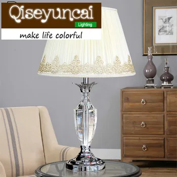 Qiseyuncai Eiropas stila kāzu mājīgu guļamistabu K9 kristāla galda lampas modernās vienkāršība un luksusa augstas klases modes apgaismojums 1