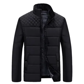Vīriešu ziemas mētelis silts vilnas kokvilnas jaka gadījuma biezs silts apģērbs 1