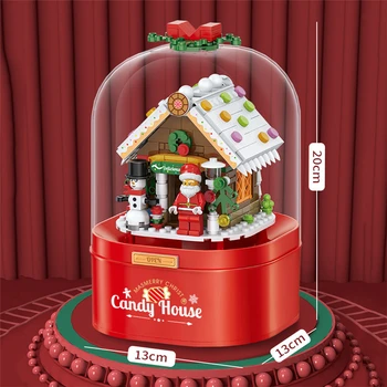 Ziemassvētku Konfektes Mājas Santa Claus, Sniegavīrs Celtniecības Bloki DIY Saliktas Rotaļlietas Peldošās Snow Light Music Box Bērniem Apdare Dāvanu