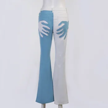 Zilā džinsa izdilis džinsi sieviete, augsts viduklis kabatas zvaigžņu raibs džinsi vintage 90s estētisko kravas bikses straigh kāju pavasara vasaras pirkt \ Dibeni ~ www.xenydancestudio.lv 11