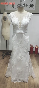 Sirēna līgavas kleita vestido de noiva 2018 modes romantiska casamento ar garām piedurknēm ar mežģīņu vintage māte no līgavas kleitas pirkt \ Kāzu Kleita ~ www.xenydancestudio.lv 11