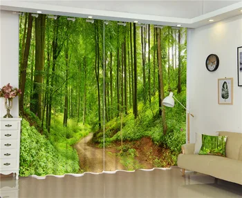 Mūsdienu Modes Džungļos skatīt Drukas 3D Tumšie Aizkari Gultas piederumi telpa, Dzīvojamā istaba Viesnīcā, Pārklāji Cortinas Paras Sala 1